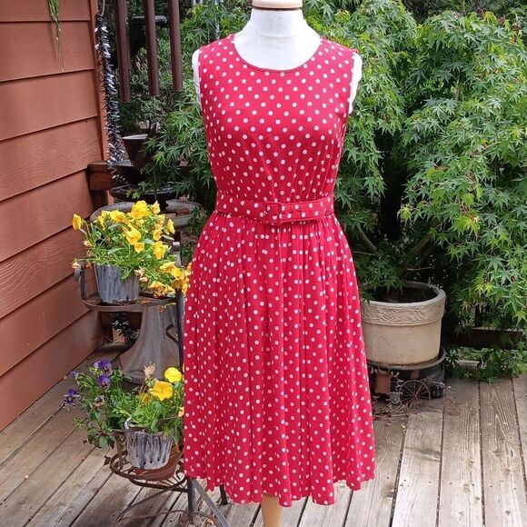 Vintage Serbin Red Polka Dot Dress Tomato Girl - Picture 1 of 9
